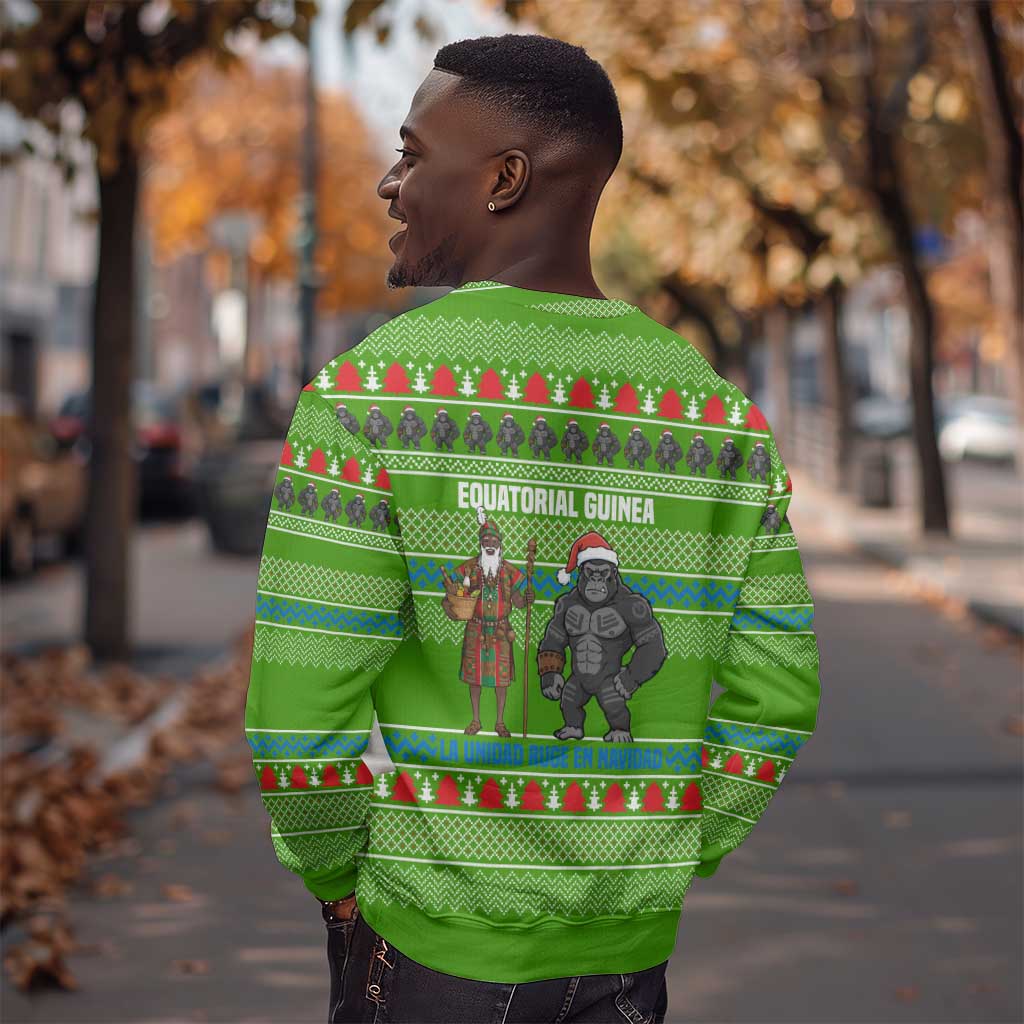 Equatorial Guinea Christmas Sweatshirt Santa Gorilla Gift Basket - African Pride