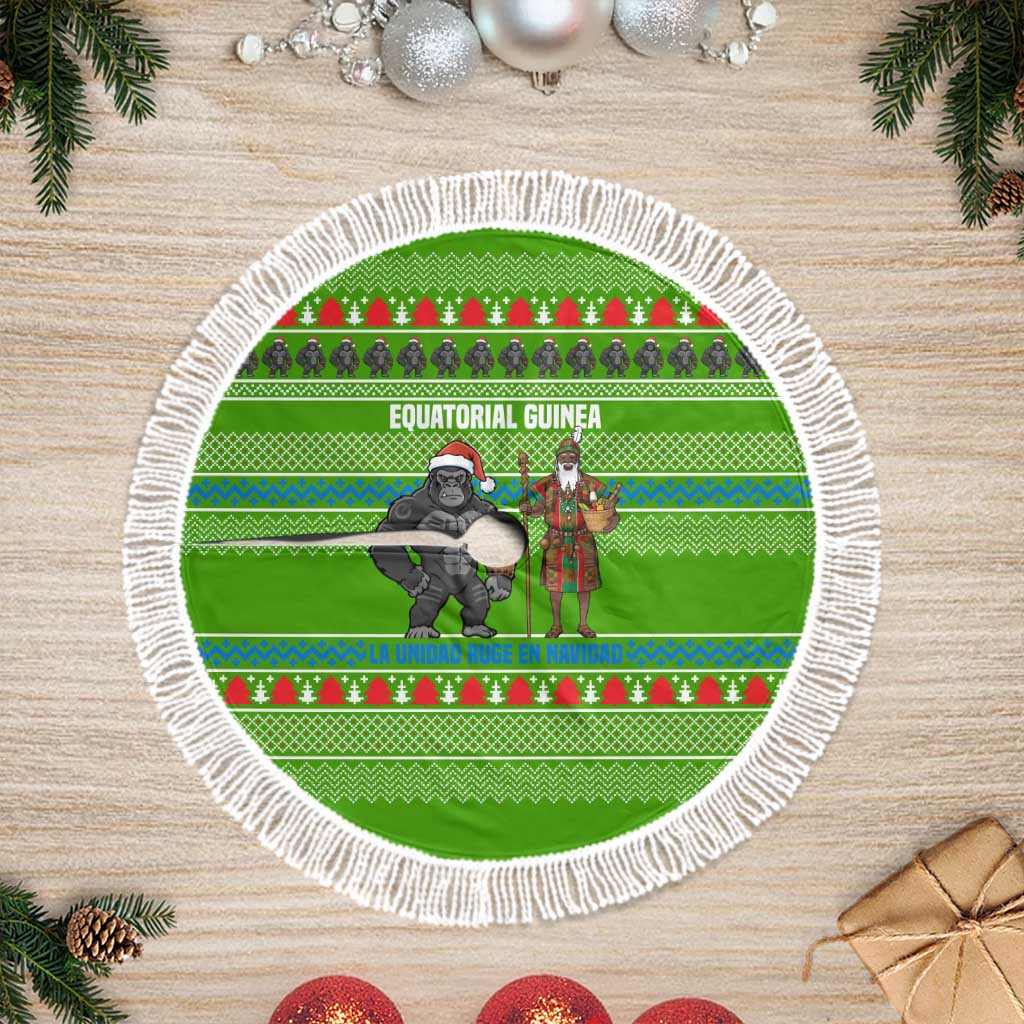 Equatorial Guinea Christmas Tree Skirt Santa Gorilla Gift Basket - African Pride