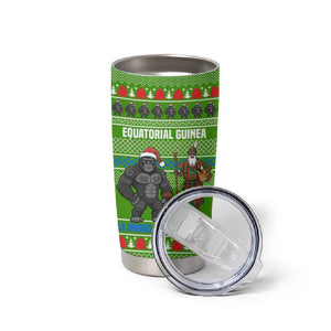 Equatorial Guinea Christmas Tumbler Cup Santa Gorilla Gift Basket - African Pride