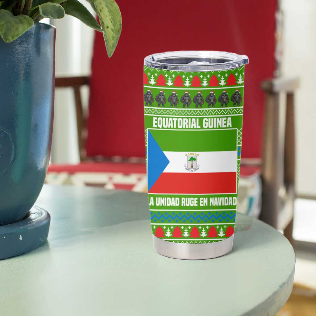 Equatorial Guinea Christmas Tumbler Cup Santa Gorilla Gift Basket - African Pride
