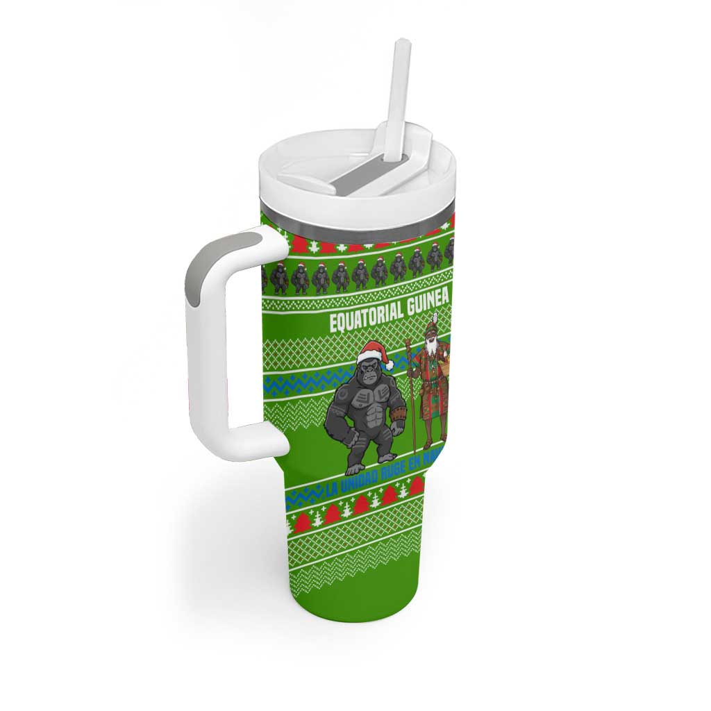 Equatorial Guinea Christmas Tumbler With Handle Santa Gorilla Gift Basket - African Pride