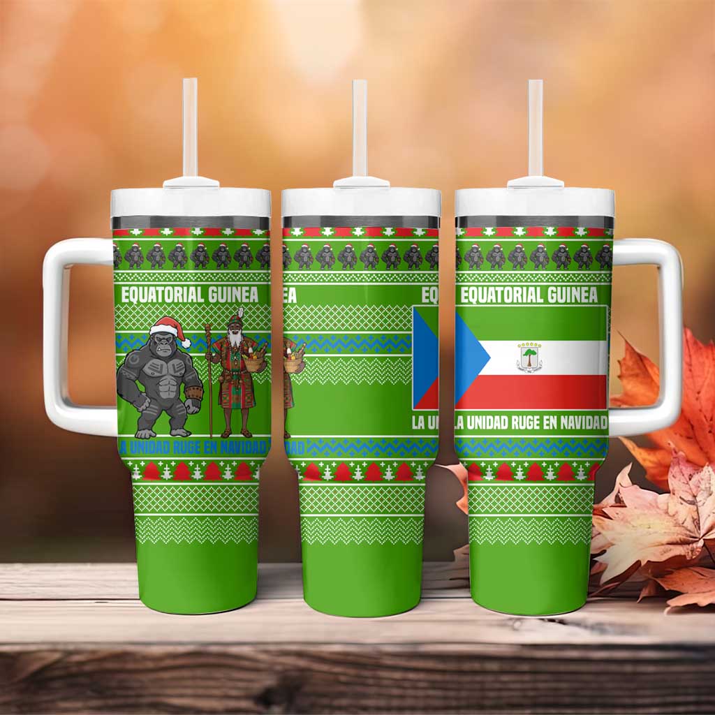 Equatorial Guinea Christmas Tumbler With Handle Santa Gorilla Gift Basket - African Pride
