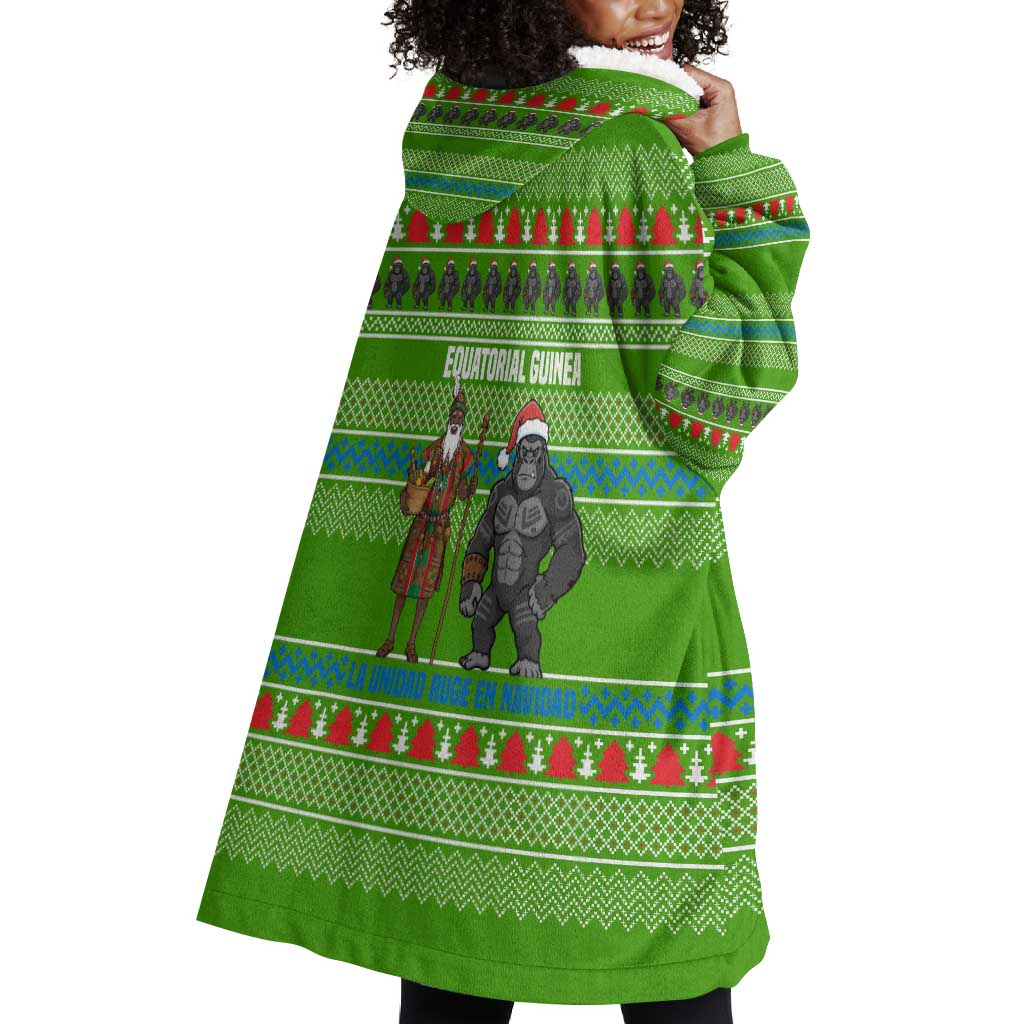Equatorial Guinea Christmas Wearable Blanket Hoodie Santa Gorilla Gift Basket - African Pride