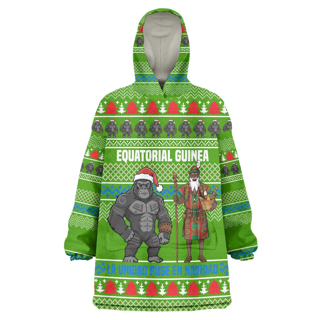 Equatorial Guinea Christmas Wearable Blanket Hoodie Santa Gorilla Gift Basket - African Pride