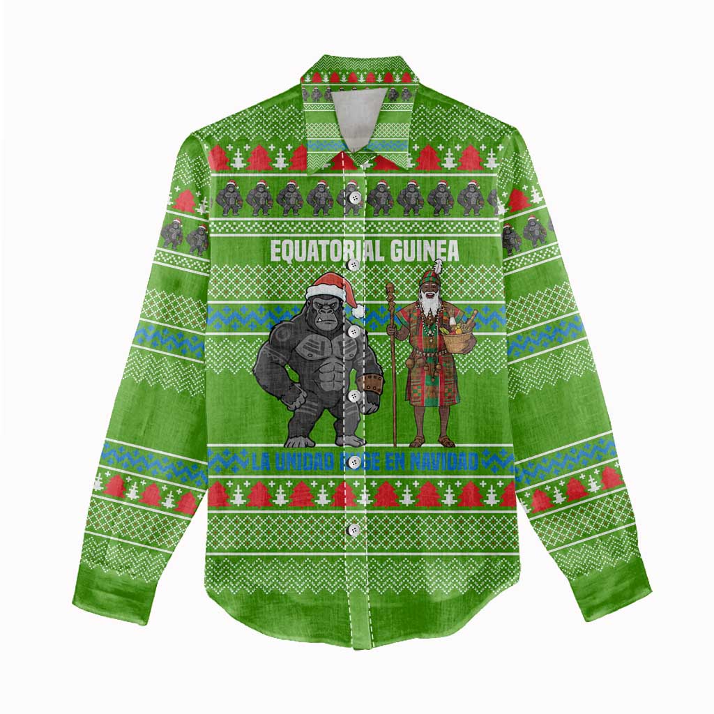 Equatorial Guinea Christmas Women Casual Shirt Santa Gorilla Gift Basket - African Pride