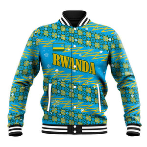 Rwanda Christmas Baseball Jacket Festive Geometric Motifs and Bold Typography - African Pride