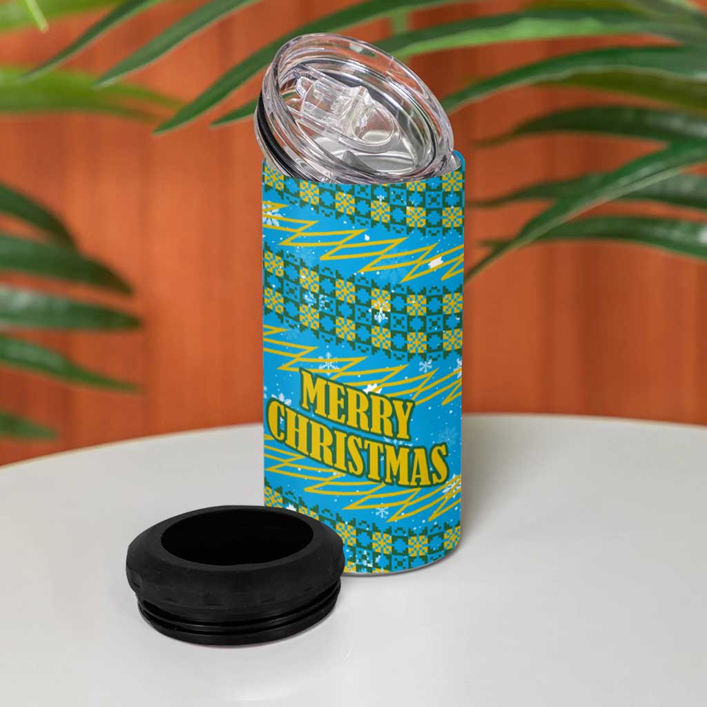 Rwanda Christmas 4 in 1 Can Cooler Tumbler Festive Geometric Motifs and Bold Typography - African Pride