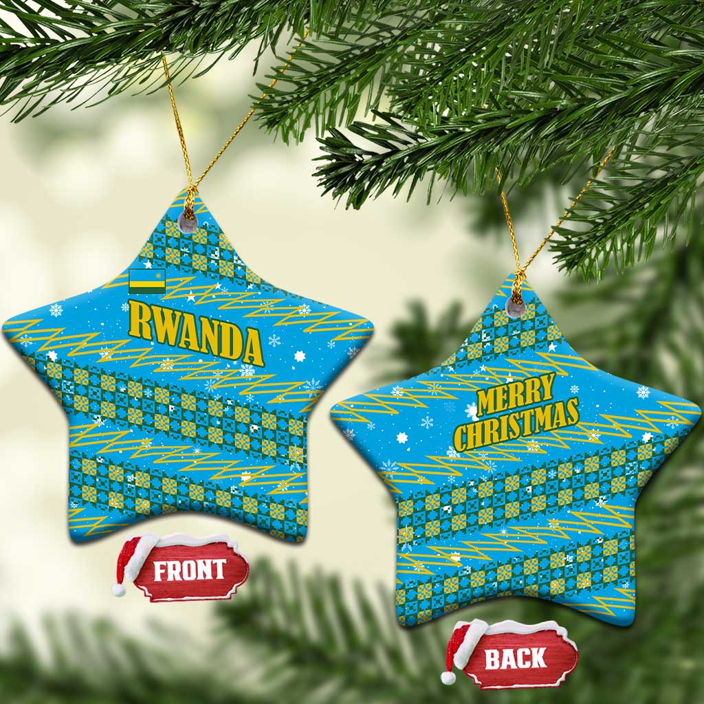 Rwanda Christmas Ceramic Ornament Festive Geometric Motifs and Bold Typography - African Pride