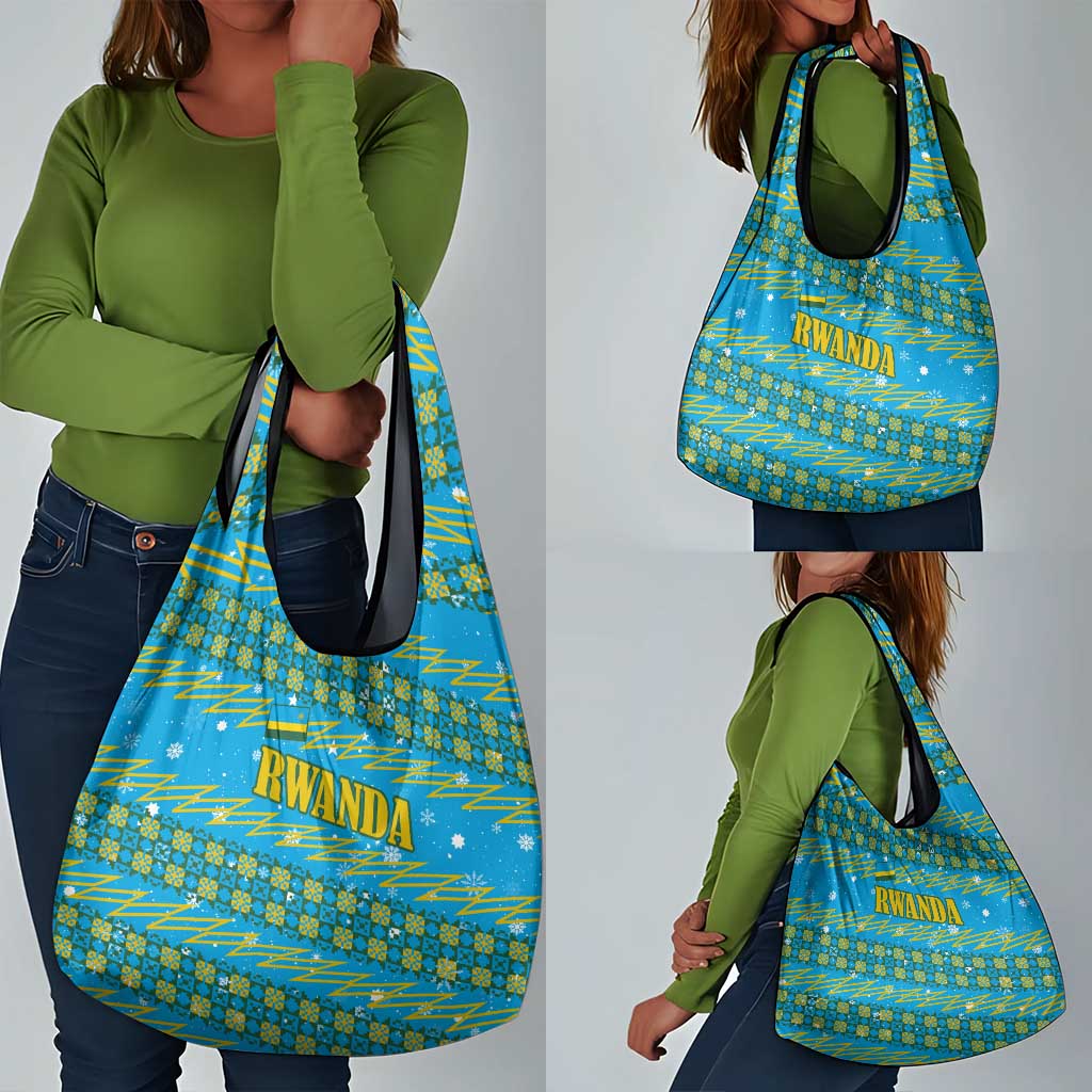 Rwanda Christmas Grocery Bag Festive Geometric Motifs and Bold Typography - African Pride