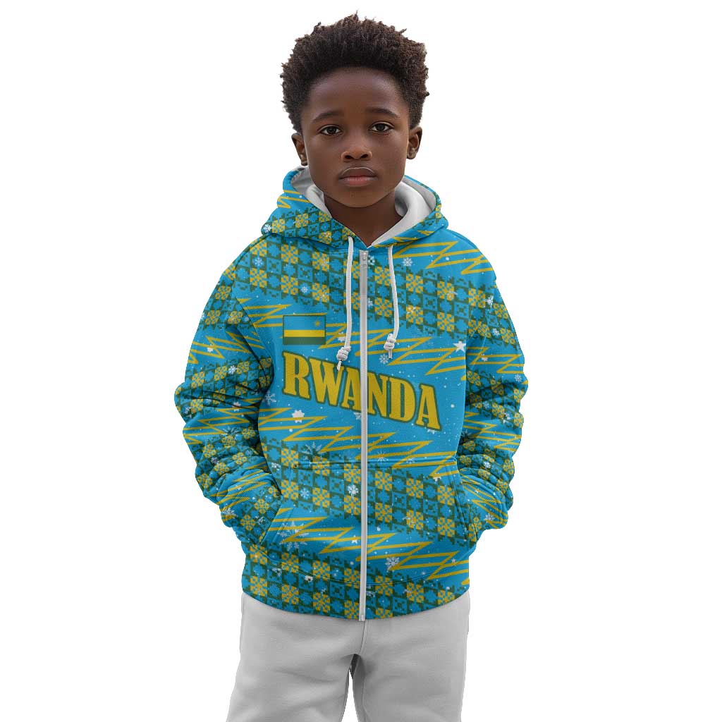 Rwanda Christmas Kid Hoodie Festive Geometric Motifs and Bold Typography - African Pride