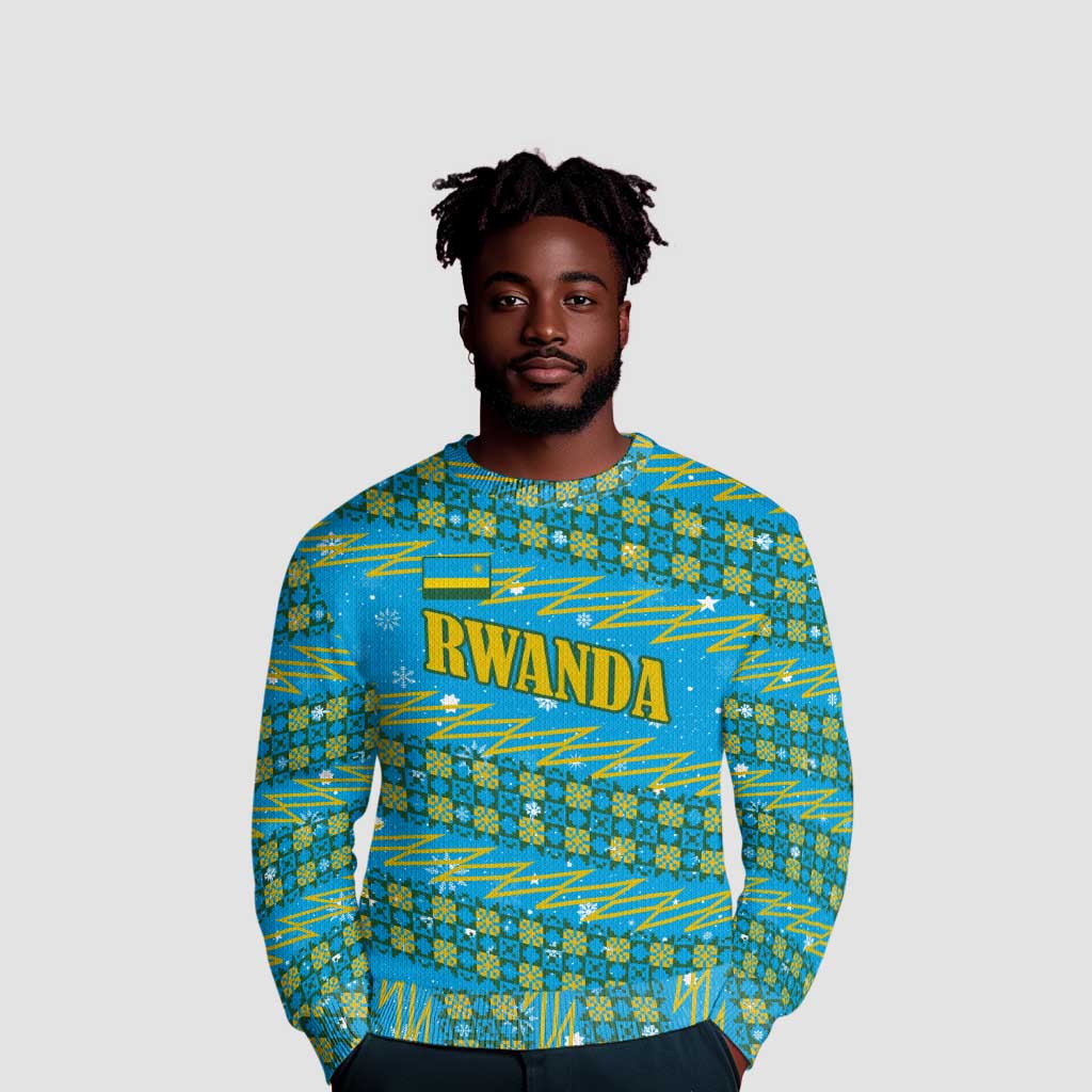 Rwanda Christmas Ugly Christmas Sweater Festive Geometric Motifs and Bold Typography - African Pride