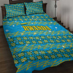 Rwanda Christmas Quilt Bed Set Festive Geometric Motifs and Bold Typography - African Pride