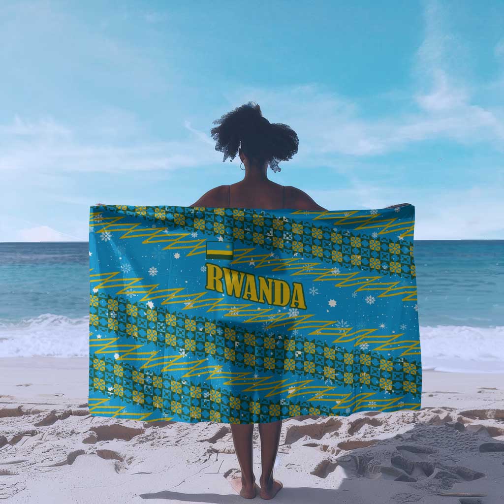 Rwanda Christmas Sarong Festive Geometric Motifs and Bold Typography - African Pride