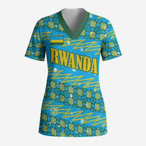 Rwanda Christmas Scrub Top Festive Geometric Motifs and Bold Typography - African Pride