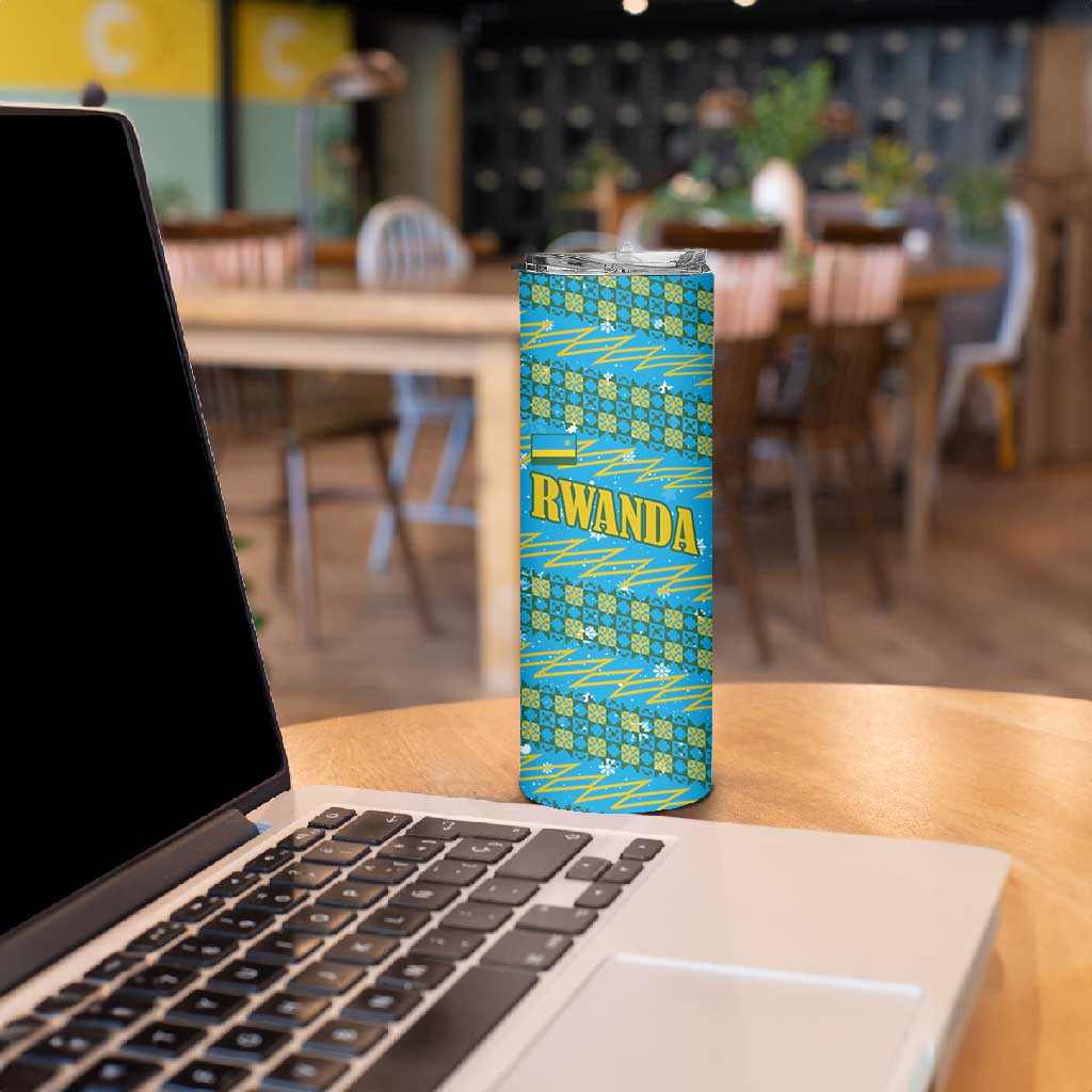Rwanda Christmas Skinny Tumbler Festive Geometric Motifs and Bold Typography - African Pride