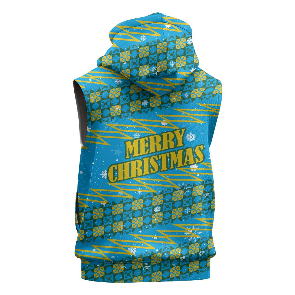 Rwanda Christmas Sleeveless Hoodie Festive Geometric Motifs and Bold Typography - African Pride