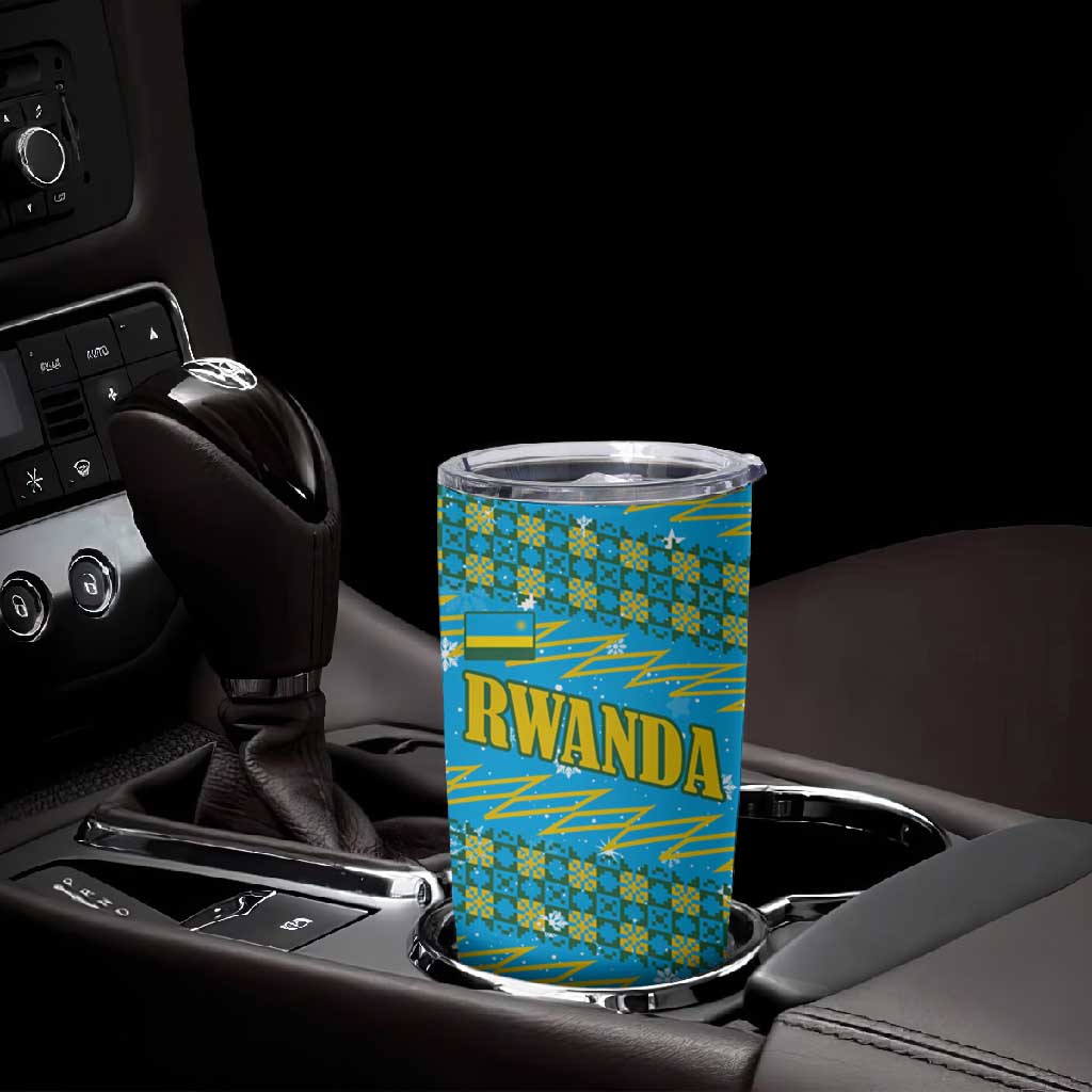 Rwanda Christmas Tumbler Cup Festive Geometric Motifs and Bold Typography - African Pride