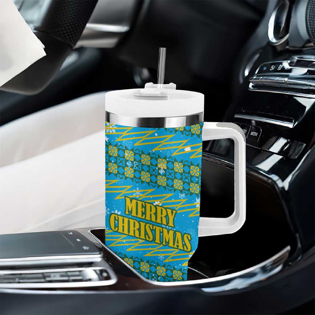 Rwanda Christmas Tumbler With Handle Festive Geometric Motifs and Bold Typography - African Pride