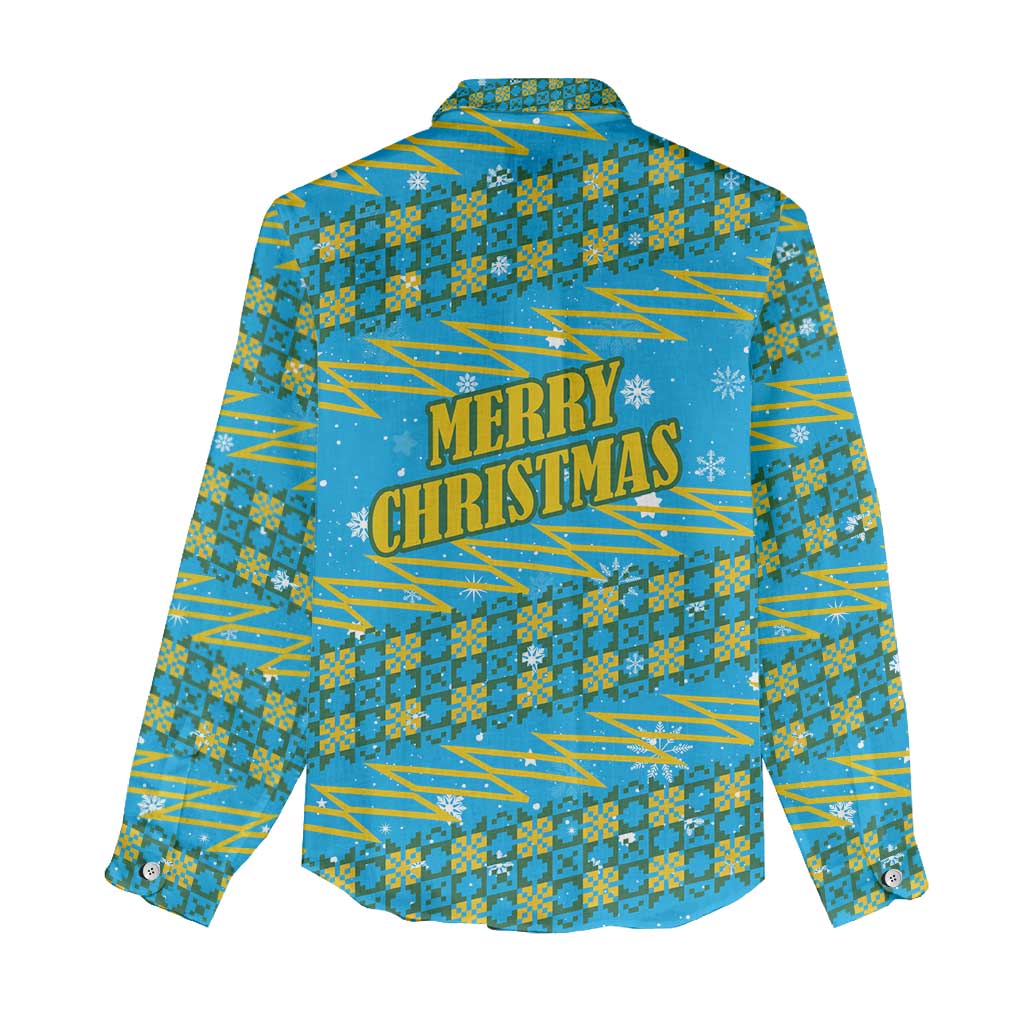 Rwanda Christmas Women Casual Shirt Festive Geometric Motifs and Bold Typography - African Pride
