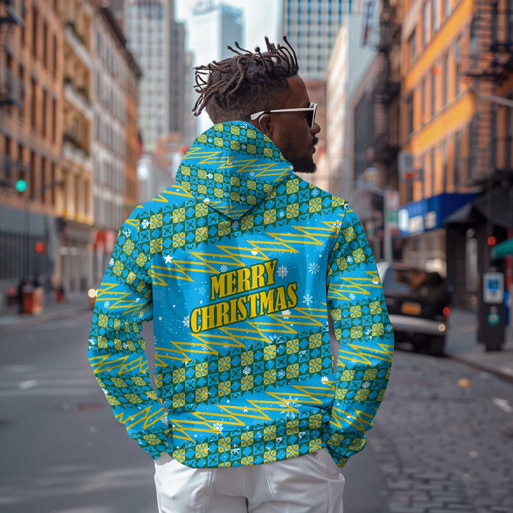 Rwanda Christmas Zip Hoodie Festive Geometric Motifs and Bold Typography - African Pride