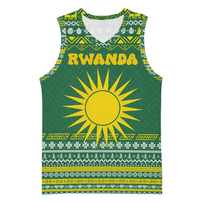 Rwanda Christmas Basketball Jersey National Emblem and Radiant Sun Motif - African Pride