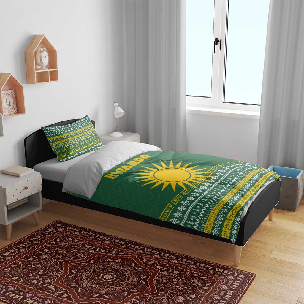 Rwanda Christmas Bedding Set National Emblem and Radiant Sun Motif - African Pride