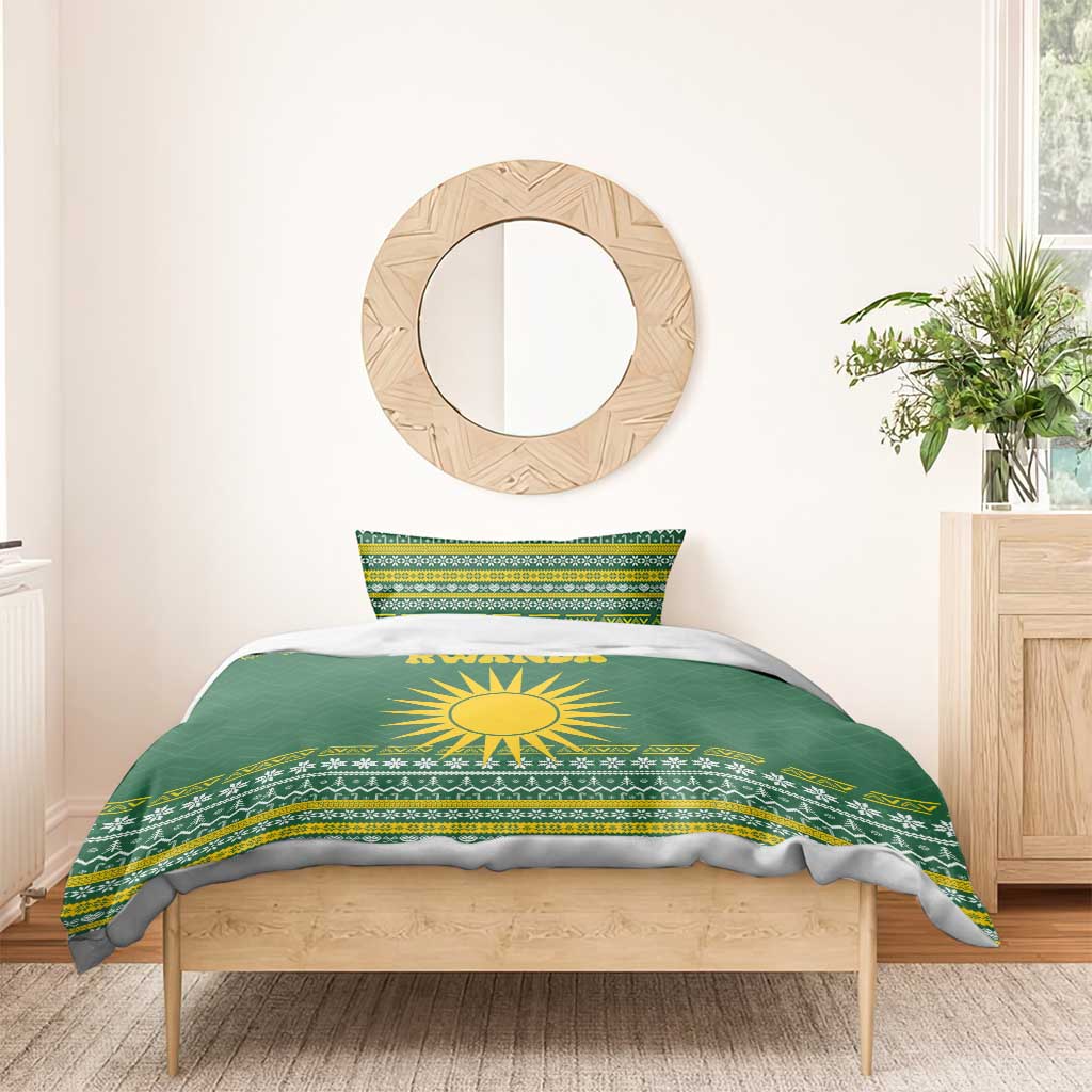 Rwanda Christmas Bedding Set National Emblem and Radiant Sun Motif - African Pride