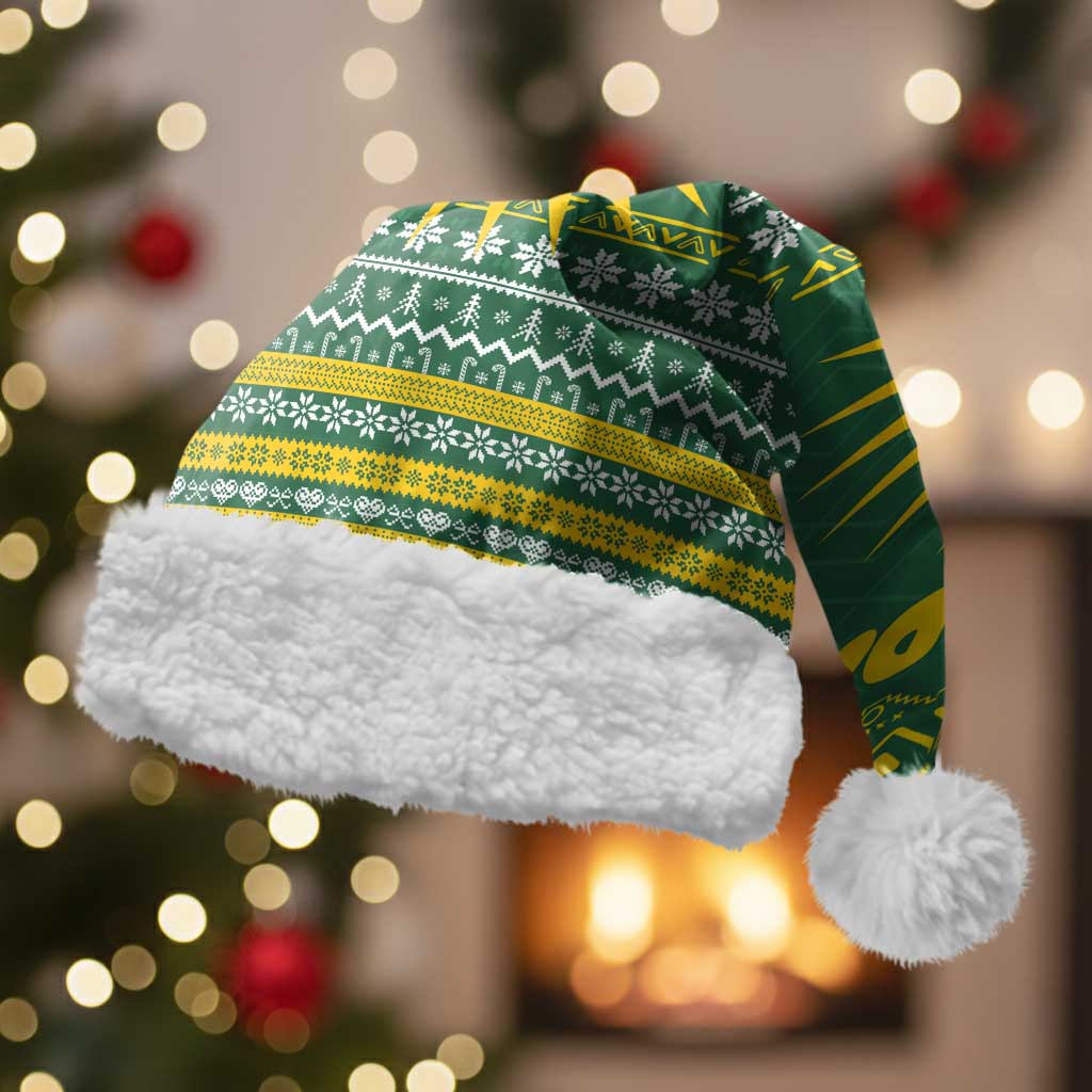 Rwanda Christmas Santa Hat National Emblem and Radiant Sun Motif - African Pride