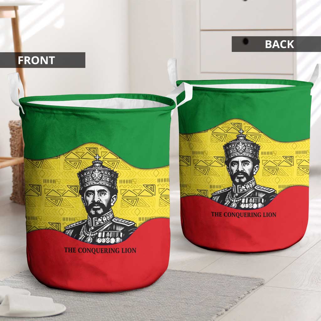 Haile Selassie I Laundry Basket Ethiopia Lion of Judah and Conquering Lion Pattern Tribute - African Pride