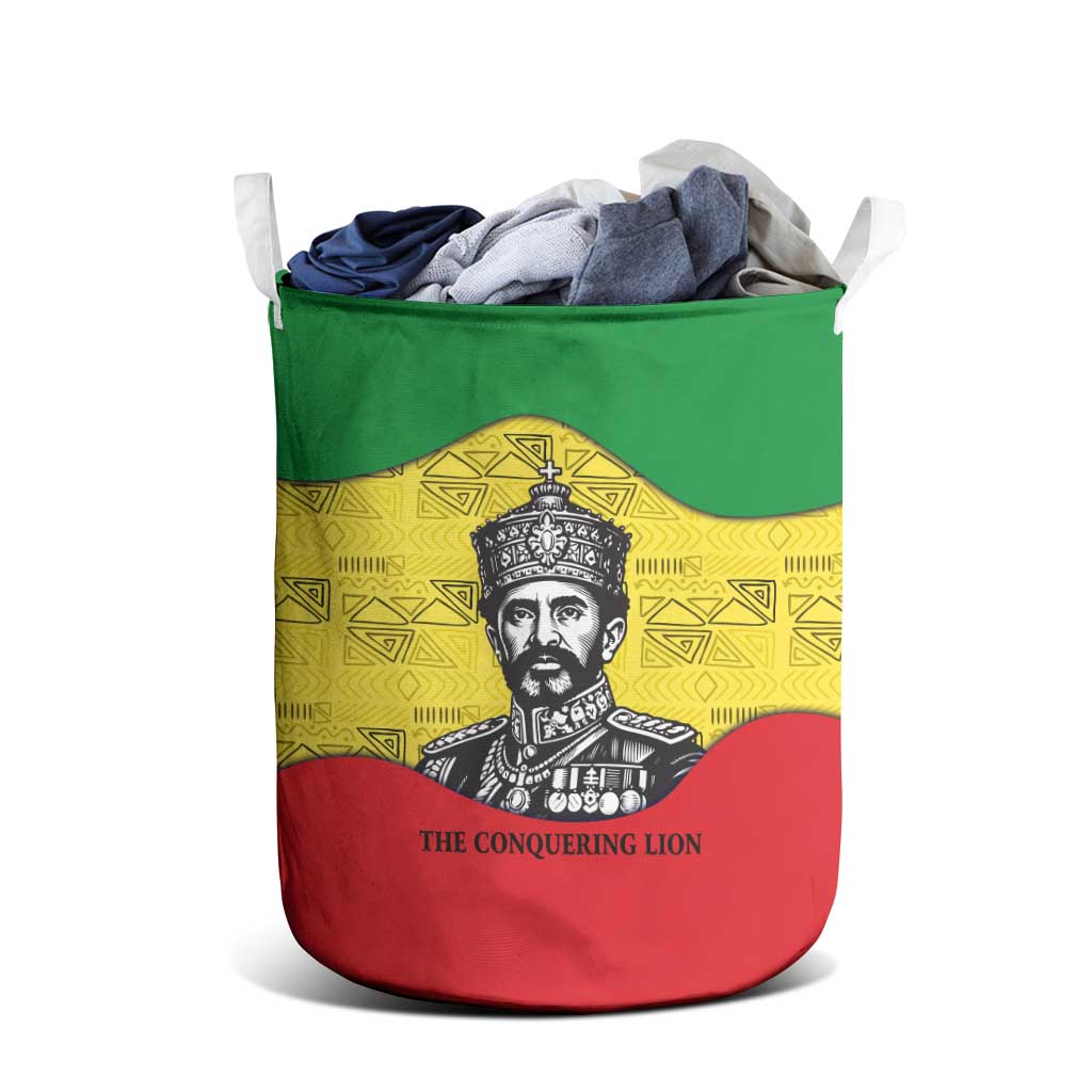 Haile Selassie I Laundry Basket Ethiopia Lion of Judah and Conquering Lion Pattern Tribute - African Pride