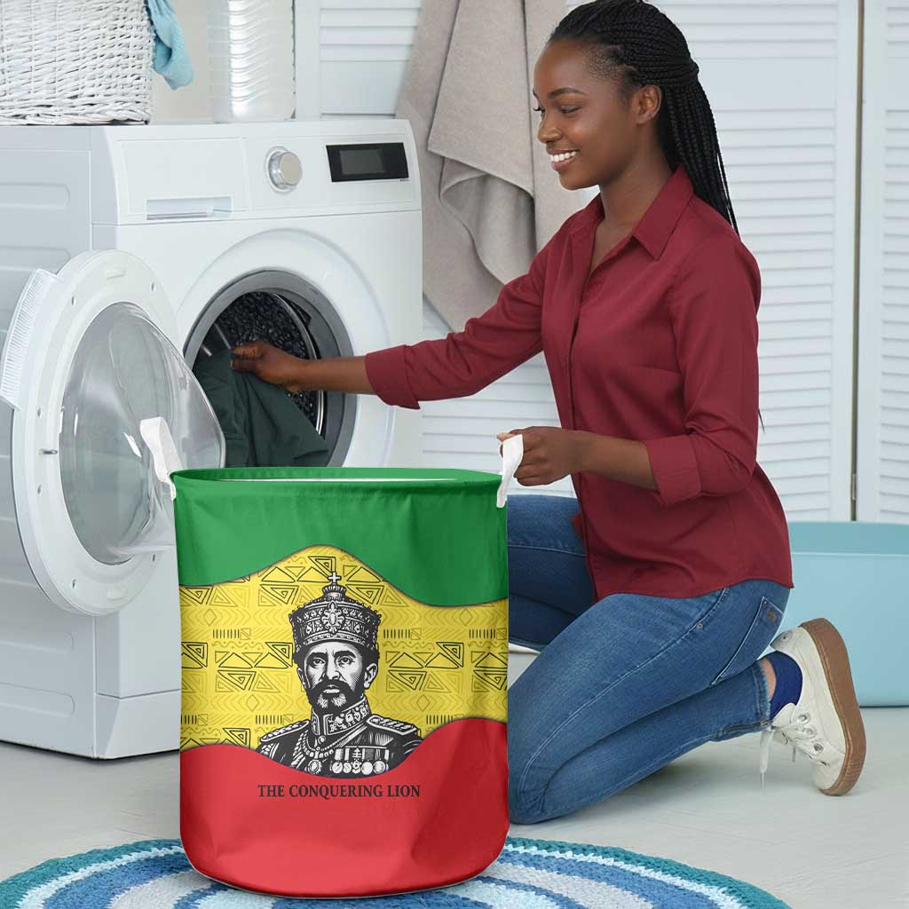 Haile Selassie I Laundry Basket Ethiopia Lion of Judah and Conquering Lion Pattern Tribute - African Pride