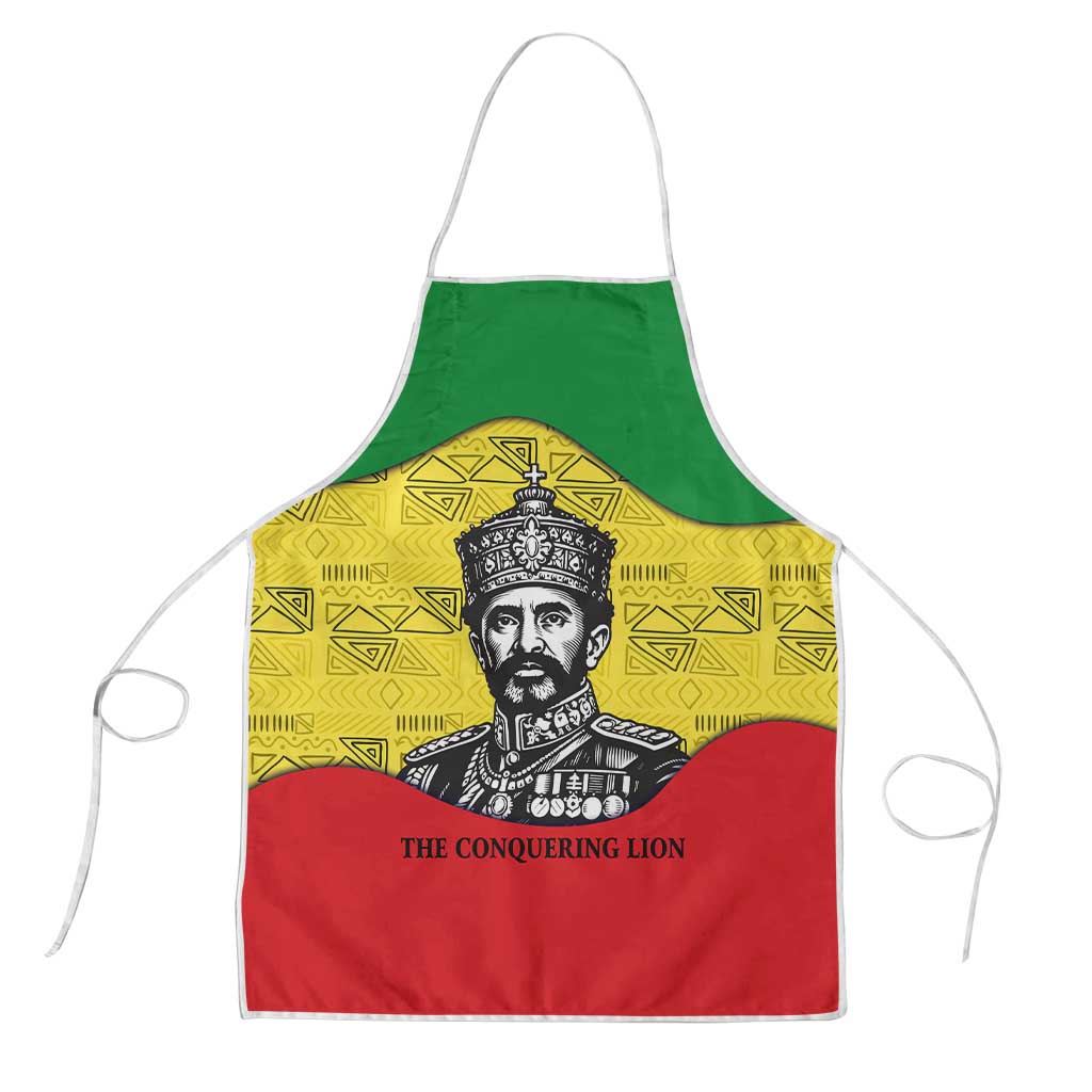 Haile Selassie I Apron Ethiopia Lion of Judah and Conquering Lion Pattern Tribute - African Pride