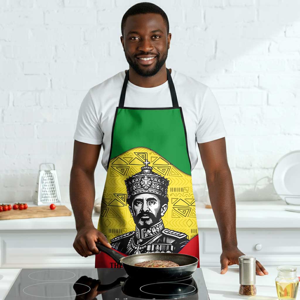 Haile Selassie I Apron Ethiopia Lion of Judah and Conquering Lion Pattern Tribute - African Pride