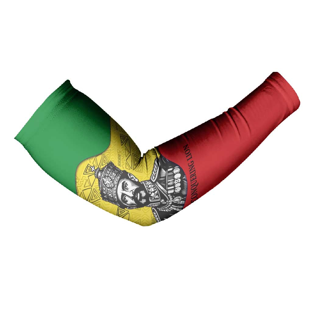 Haile Selassie I Arm Sleeves Ethiopia Lion of Judah and Conquering Lion Pattern Tribute - African Pride
