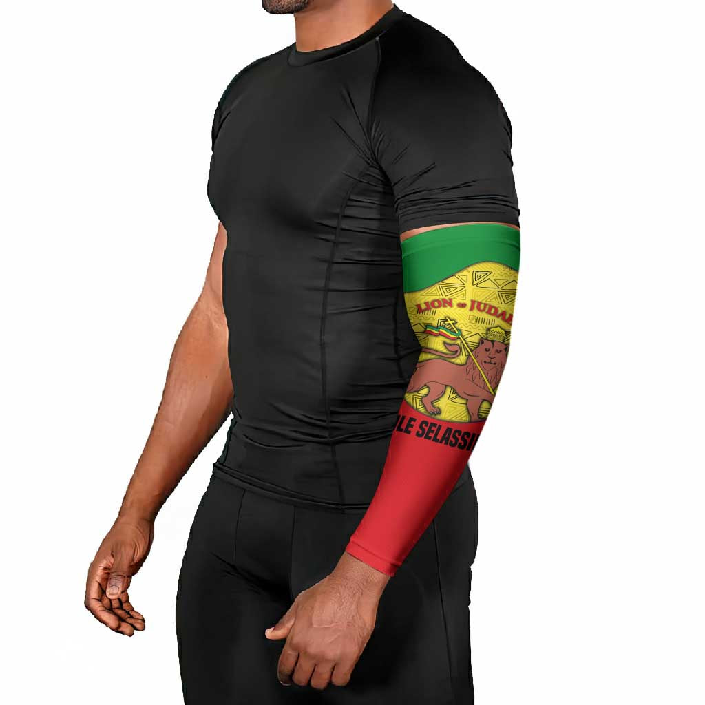 Haile Selassie I Arm Sleeves Ethiopia Lion of Judah and Conquering Lion Pattern Tribute - African Pride