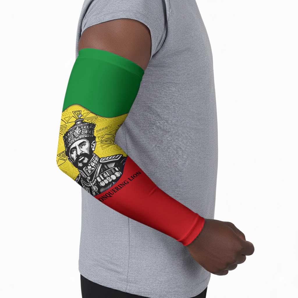 Haile Selassie I Arm Sleeves Ethiopia Lion of Judah and Conquering Lion Pattern Tribute - African Pride