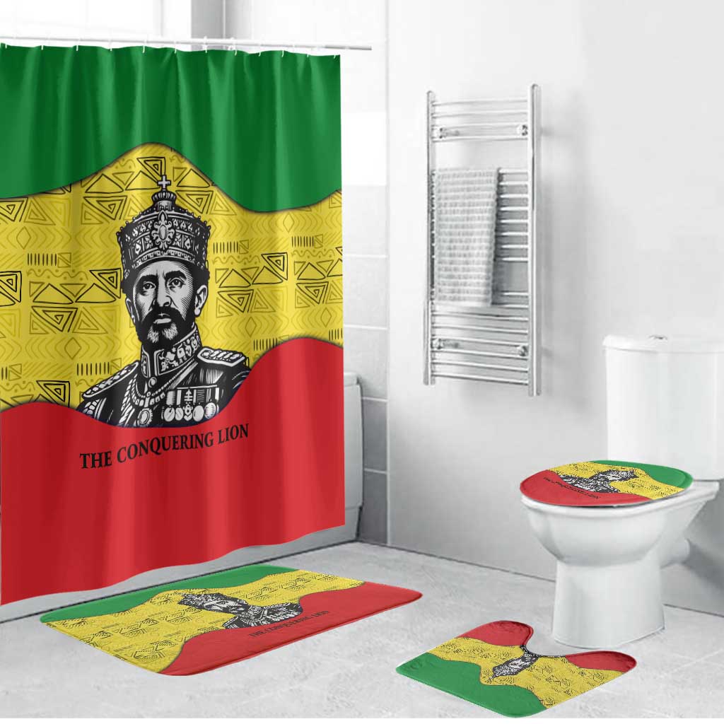 Haile Selassie I Bathroom Set Ethiopia Lion of Judah and Conquering Lion Pattern Tribute - African Pride