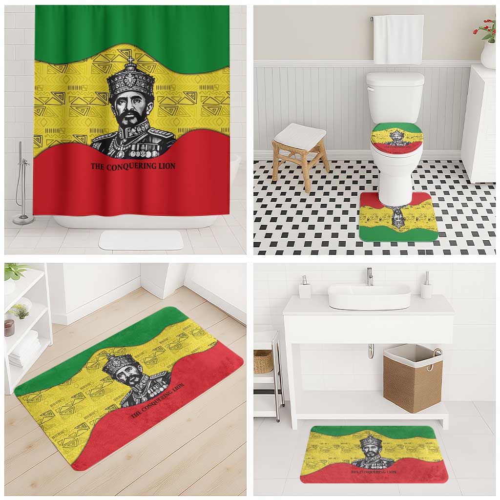 Haile Selassie I Bathroom Set Ethiopia Lion of Judah and Conquering Lion Pattern Tribute - African Pride