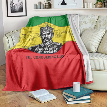 Haile Selassie I Blanket Ethiopia Lion of Judah and Conquering Lion Pattern Tribute - African Pride