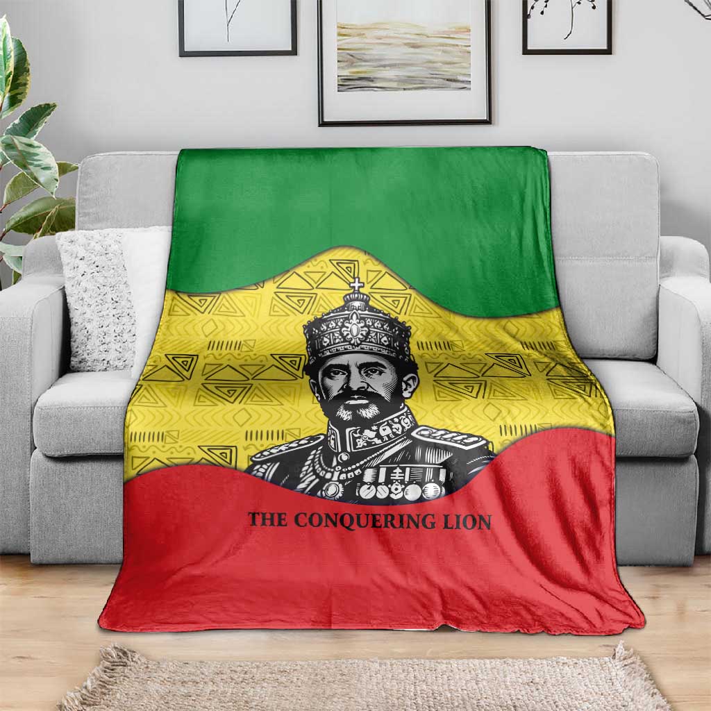 Haile Selassie I Blanket Ethiopia Lion of Judah and Conquering Lion Pattern Tribute - African Pride