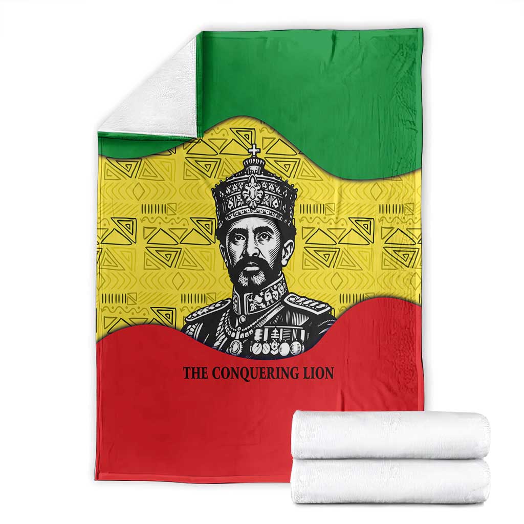 Haile Selassie I Blanket Ethiopia Lion of Judah and Conquering Lion Pattern Tribute - African Pride