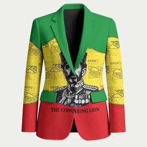 Haile Selassie I Blazer Ethiopia Lion of Judah and Conquering Lion Pattern Tribute - African Pride