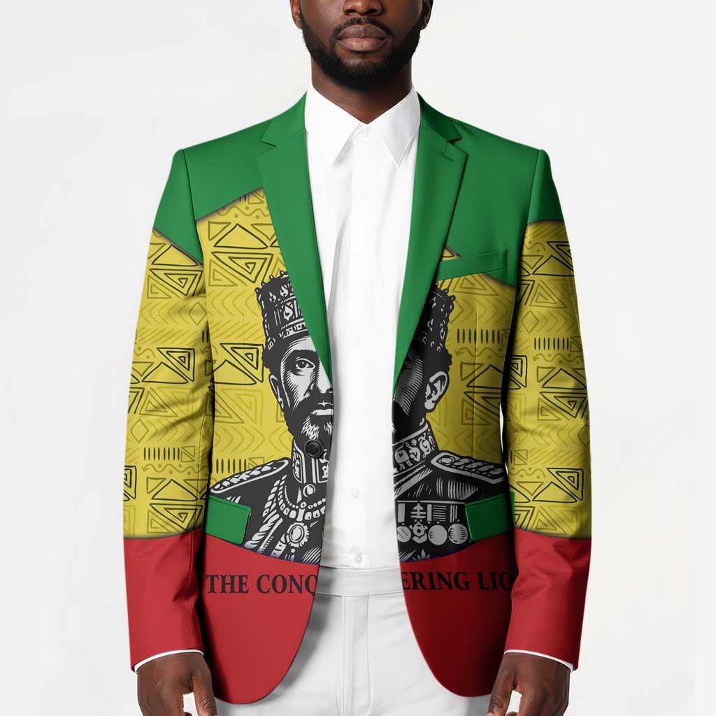 Haile Selassie I Blazer Ethiopia Lion of Judah and Conquering Lion Pattern Tribute - African Pride