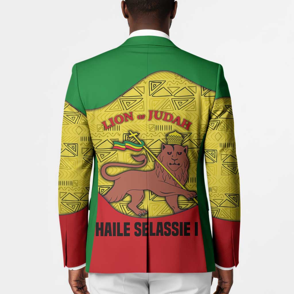 Haile Selassie I Blazer Ethiopia Lion of Judah and Conquering Lion Pattern Tribute - African Pride