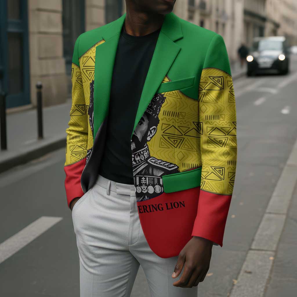 Haile Selassie I Blazer Ethiopia Lion of Judah and Conquering Lion Pattern Tribute - African Pride