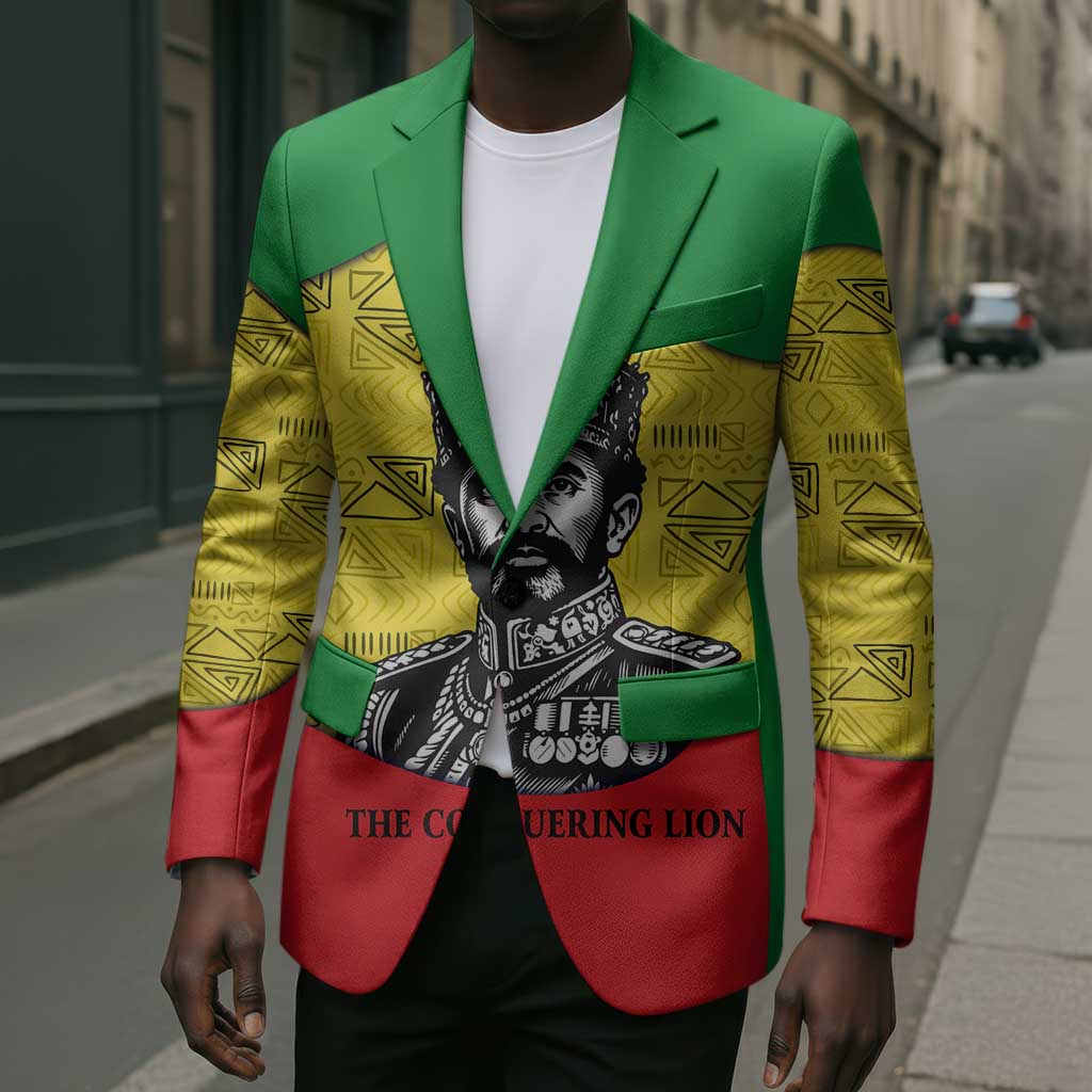 Haile Selassie I Blazer Ethiopia Lion of Judah and Conquering Lion Pattern Tribute - African Pride