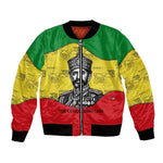 Haile Selassie I Bomber Jacket Ethiopia Lion of Judah and Conquering Lion Pattern Tribute - African Pride