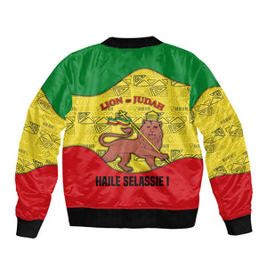 Haile Selassie I Bomber Jacket Ethiopia Lion of Judah and Conquering Lion Pattern Tribute - African Pride