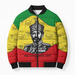 Haile Selassie I Bomber Puffer Jacket Ethiopia Lion of Judah and Conquering Lion Pattern Tribute - African Pride