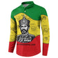 Haile Selassie I Button Sweatshirt Ethiopia Lion of Judah and Conquering Lion Pattern Tribute
